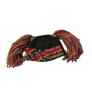 Fantastic Peruvian Connection Ponytail Knit Hat Cap Multicolor Festival Alpaca
